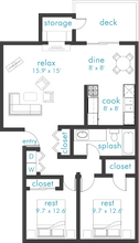 2 Bed 1 Bath E08 floor plan
